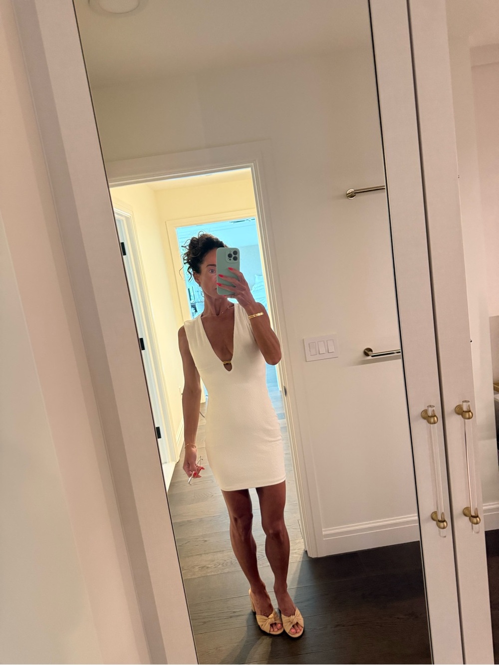 Vix by Paula Hermanny White Mini Dress with Gold Accent